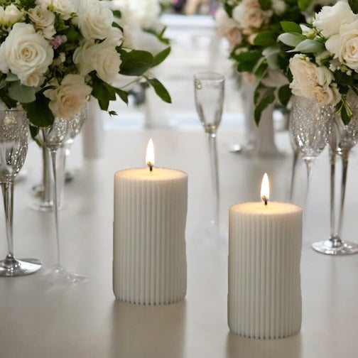 Ribbed Pillar Candle Favours