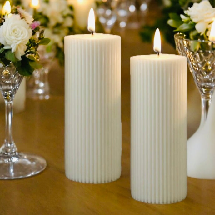 Ribbed Pillar Candle Favours