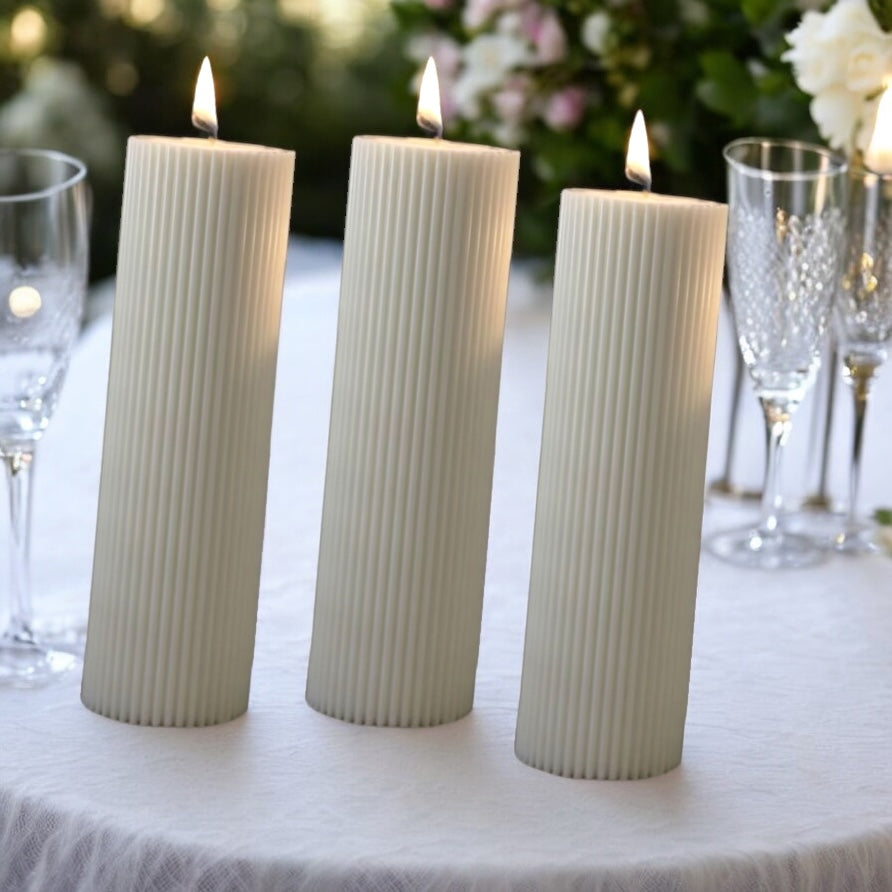 Ribbed Pillar Candle Favours